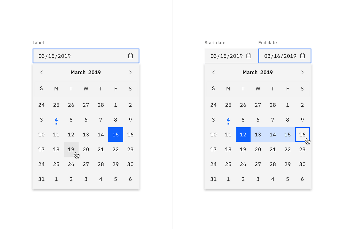 Date picker calendar examples